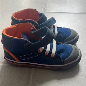 Kids Blue and Orange High-Top Sneakers